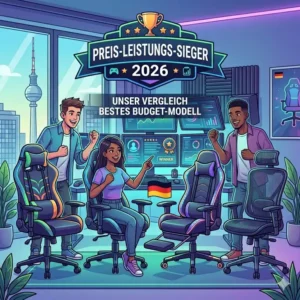 Illustration celebrating the best price-performance winner in the budget category of the gaming bürostuhl test 2026.