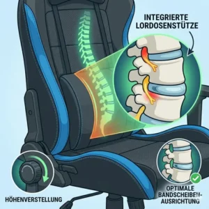 Fokus auf die 4D-Armlehnen für Schulterentlastung bei einem gaming stuhl gegen rückenschmerzen.