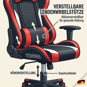 Eine gesunde Sitzposition und korrekte Körperhaltung auf einem gaming bürostuhl ergonomisch.