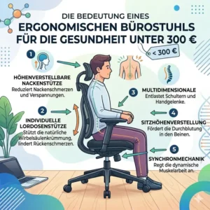 Gesundheitliche Vorteile und ergonomische Haltung im bürostuhl bis 300 euro vergleich dargestellt.