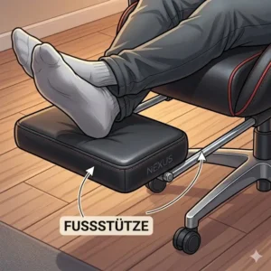 Illustration of the heavy-duty base and smooth-rolling casters of a gaming bürostuhl mit fußstütze.