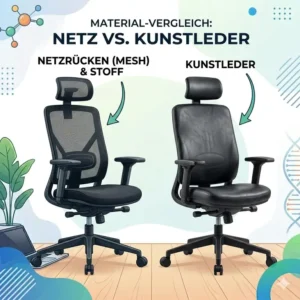 Netzrücken versus Kunstleder im großen bürostuhl bis 300 euro vergleich für Home Office.