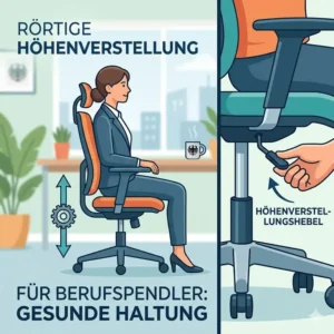 Die richtige Sitzhöhe einstellen beim bürostuhl für berufspendler im Homeoffice.