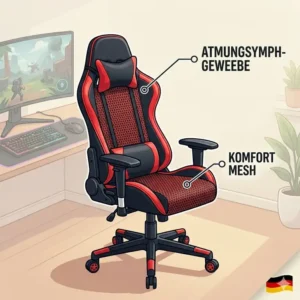 Ergonomisches Nackenkissen zur Entlastung der Halswirbelsäule am gaming bürostuhl ergonomisch.