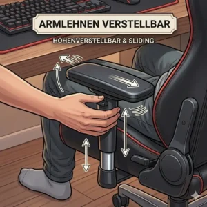 An infographic highlighting the ergonomic benefits and comfort features of this gaming bürostuhl mit fußstütze.