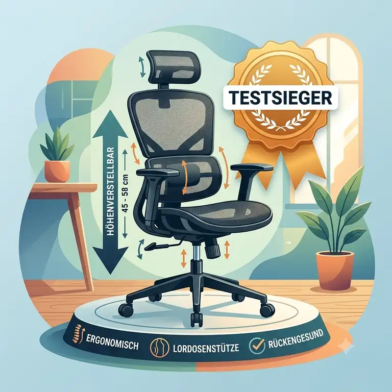 Bürostuhl höhenverstellbar bester Testsieger für ein ergonomisches Homeoffice.