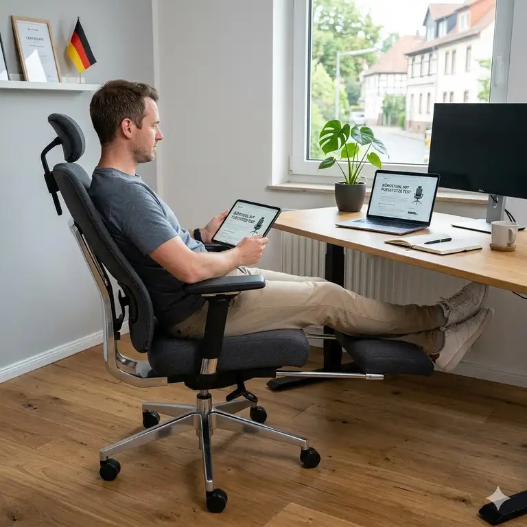 Bürostuhl mit fußstütze test für ein ergonomisches Homeoffice.