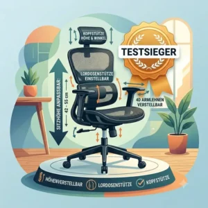Illustration der Gasdruckfeder-Funktion für einen Bürostuhl höhenverstellbar bester Art.