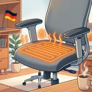 Grafische Darstellung der Wärmeverteilung auf der Sitzfläche für einen bürostuhl mit sitzheizung in Aktion.