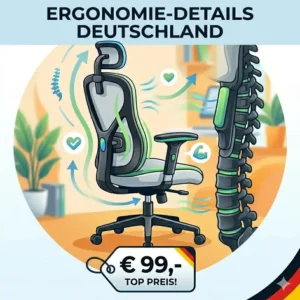 Illustration der richtigen Sitzposition auf einem günstiger ergonomischer Bürostuhl.