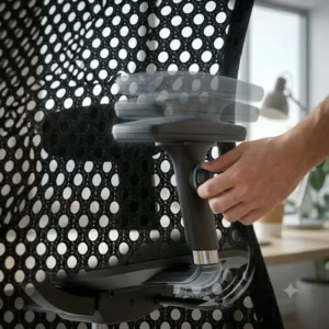 Einstellbare 3D-Armlehnen und Funktionen bei einem bürostuhl atmungsaktives netz.