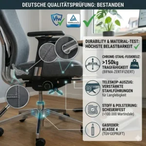 Materialqualität und Belastbarkeit beim Bürostuhl mit fußstütze test.