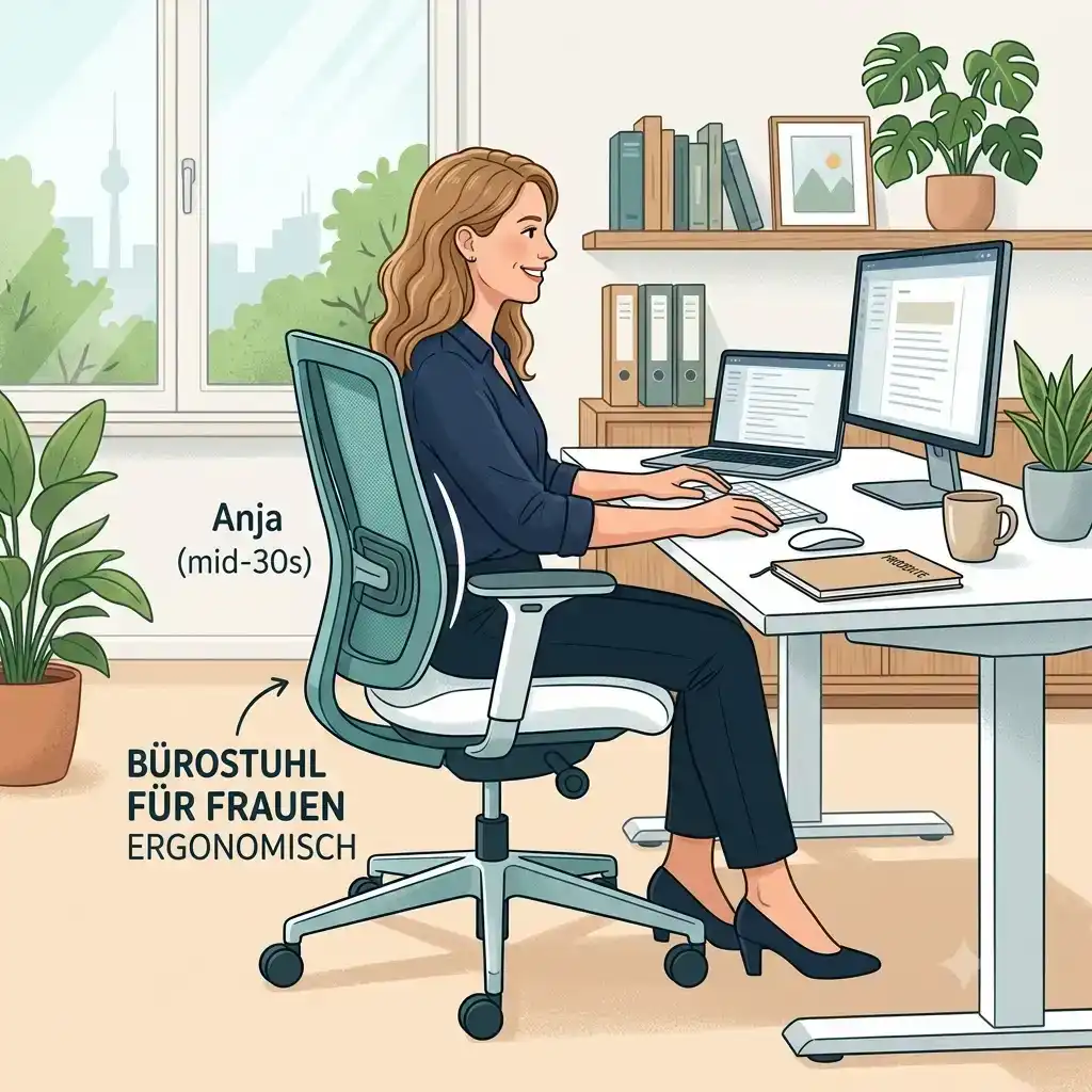 "Bürostuhl für frauen ergonomisch – Hauptansicht im modernen Büro"