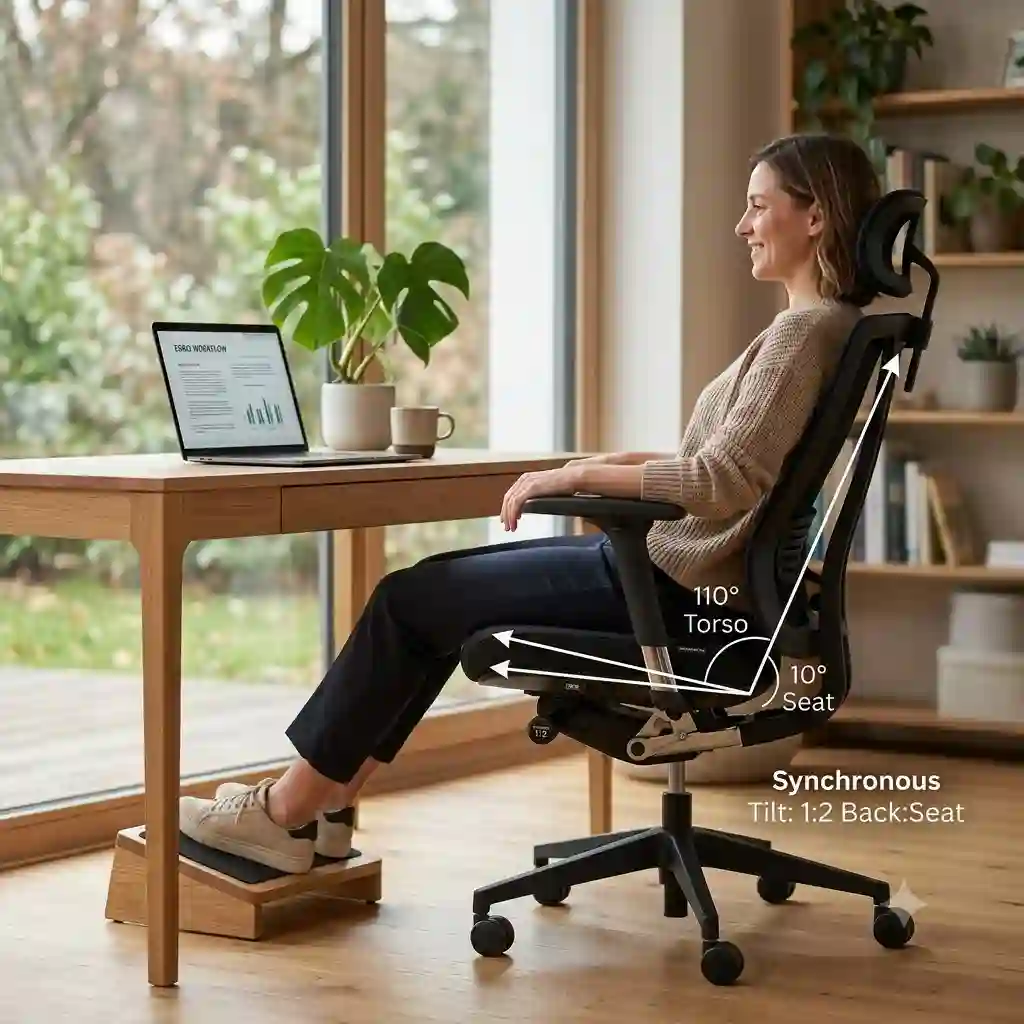 Ergonomic bürostuhl mit synchronmechanik in a modern office for healthy sitting.
