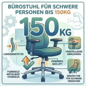 Illustration 1 breaking down the reinforced class 4 gas lift cylinder of the buerostuhl für schwere personen bis 150kg.