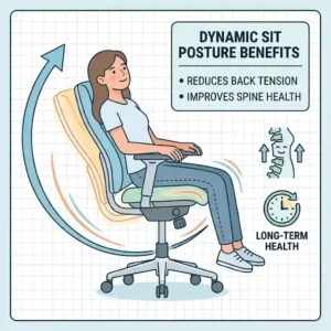 A visualization of the healthy, dynamic sitting posture supported by an office chair tilt function.
