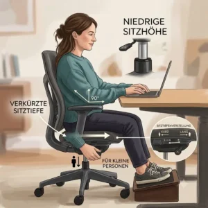 Illustration 2 demonstrating integrated lumbar support for small individuals on an office chair.