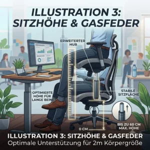 bürostuhl für große menschen 2m illustration gas lift