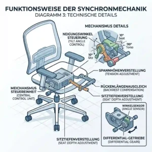 Graphic on the health benefits of a bürostuhl mit synchronmechanik against back pain.