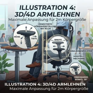 bürostuhl für große menschen 2m illustration armrests