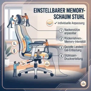 Technical drawing highlighting the various adjustable functions of the bürostuhl mit memory schaum.