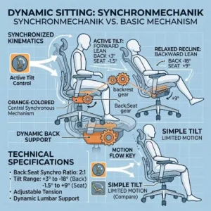 Representation of dynamic sitting and movement sequences on a bürostuhl mit synchronmechanik.