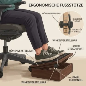 Illustration 5 of a desk height comparison for shorter office workers using a specialized chair.