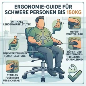 Illustration 6 presenting an ergonomic health posture guide for sitting correctly on a buerostuhl für schwere personen bis 150kg.