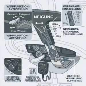 An illustration demonstrating active and dynamic sitting in the office using the tilt mechanism and bürostuhl neigungsverstellung tipps.