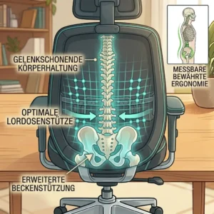 Illustration of the ergonomic backrest and lumbar support matching the office chair extra wide seat.