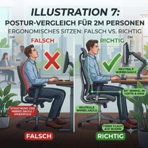 bürostuhl für große menschen 2m illustration posture comparison