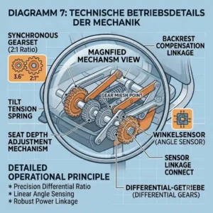 Graphical representation of an ergonomic home office workspace with a bürostuhl mit synchronmechanik.