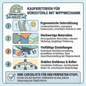 A comprehensive buying criteria checklist for selecting the perfect office chair with tilt mechanism.