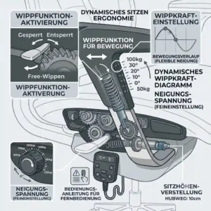 A clean infographic about high-quality office furniture features, highlighting the importance of bürostuhl neigungsverstellung tipps for buyers.